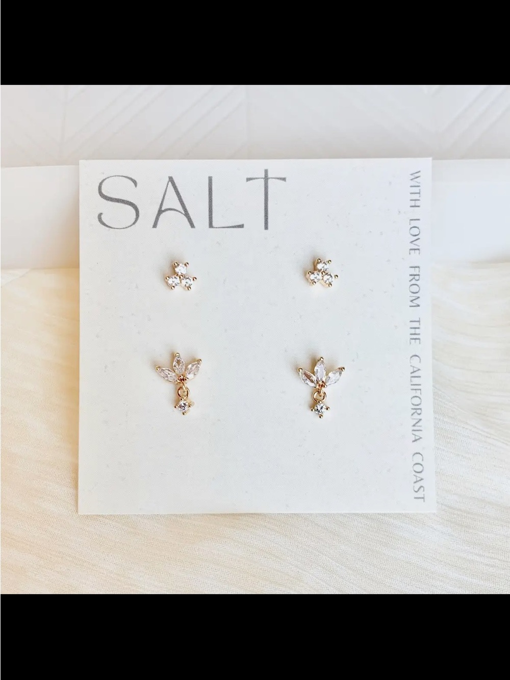 Gold Crystal Stud Earring Set - Sterling with 18k gold coated finish